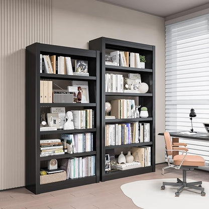VASAAOSD Metal Bookshelf - Adjustable Black Bookcase, 5 Tier Book Shelf, Heavy Duty Sturdy Book Case, Modern Bookshelves and Bookcases for Home Office, Living Room, Bedroom, Library(69" H)
