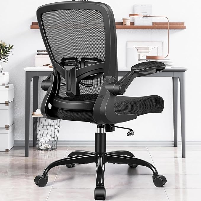 FelixKing Office Chair, Ergonomic Desk Chair with Adjustable Height and Lumbar Support Swivel Lumbar Support Desk Computer Chair with Flip up Armrests for Conference Room (Black),Pack of 5
