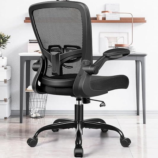 FelixKing Office Chair, Ergonomic Desk Chair with Adjustable Height and Lumbar Support Swivel Lumbar Support Desk Computer Chair with Flip up Armrests for Conference Room (Black),Pack of 5