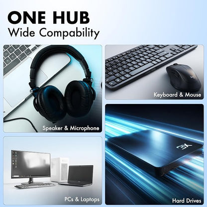 USB A to 4 Port Wozoyo USB 3.2 Hub, 4X USB 5Gbps, Data Transfer Speed Upto 5Gbps and 30cm Cable, Multiport USB Splitter for Laptop and Desktop, Plug and Play, Compact and Portable USB Expansion Hub