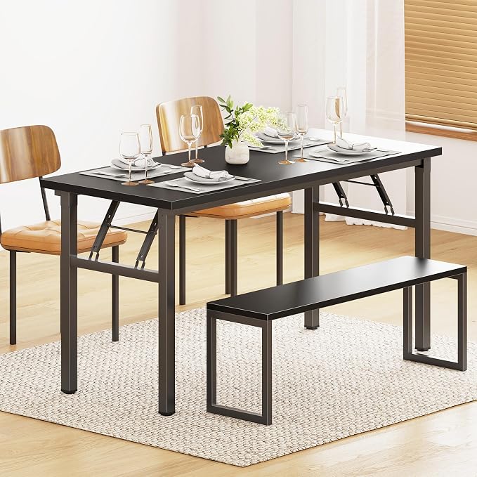 Need Office Computer Desk - 54.3L Sturdy and Heavy Duty Folding Laptop Table, Writing Table Home Office Desk, No Assembly Required Black