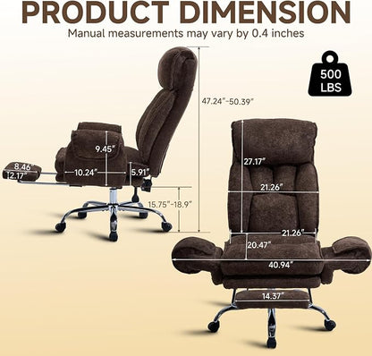 Criss Cross Office Chair, Cloud Desk Computer Chair with 5-Position Adjustable Armrests&Headrest Cat Perch &Cross Legged Sitting, Executive Vanity Chair Wide with FootRest, Reclining Desk Chair Camel