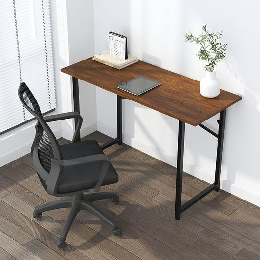 Lutown-Teen 47 inch Folding Desk No Assembly Required, Writing Gaming Computer Camping Table, Home Office Desk, Mahogany