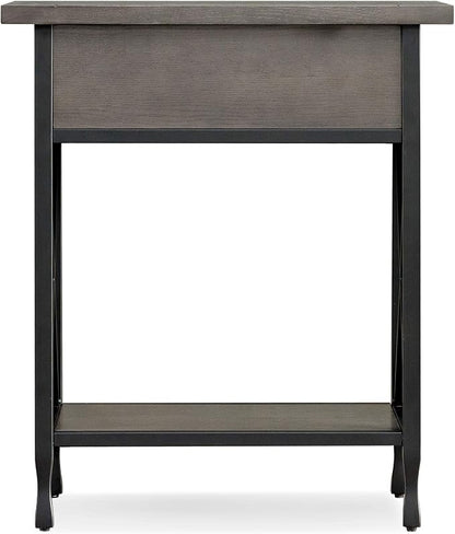 Leick Home 23022 Chisel & Forge One Drawer Nightstand with Shelf, Smoke Gray and Matte Black