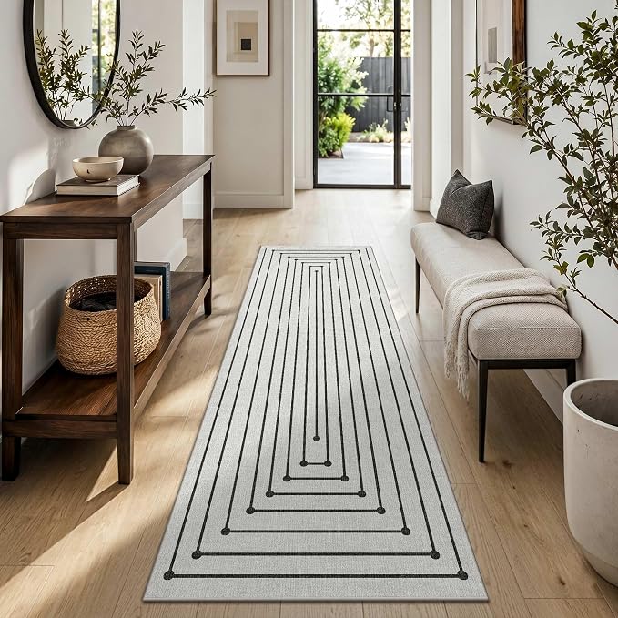 Latte&Fog 2x6 Runner Rug Washable Runner for Hallway Kitchen - Ivory 2'x6' | Washable, For Hallway Kitchen Laundry Room Entryway Beside, Non Slip, Low Pile, Stain Resistant, Soft, Ivory 2'x6'