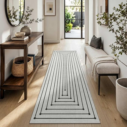 Latte&Fog 2x6 Runner Rug Washable Runner for Hallway Kitchen - Ivory 2'x6' | Washable, For Hallway Kitchen Laundry Room Entryway Beside, Non Slip, Low Pile, Stain Resistant, Soft, Ivory 2'x6'