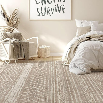 Nakagishi 10x12 Area Rug Living Room: Washable Boho Large Neutral Modern Soft Farmhouse Rugs Stain Resistant Indoor Floor Non-Slip Accent Carpet for Bedroom Nursery Kids Playroom Office Dining Room