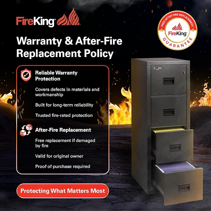 FireKing Turtle Vertical 2 Drawer Legal and Letter Fire Safe File Cabinet with Key Lock, 1 Hour Fire Rated, UL Rated & Water Resistant Home Safe, Filing Cabinet, Made in the USA, Parchment