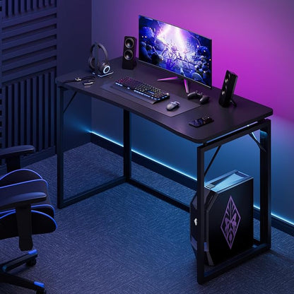 JOYMOOP Black 47.2" Folding Desk, No Assembly Small Foldable Desk for Home, Office, Wooden Top Folding Computer Desk for Working, Writing, Studying - Large Size