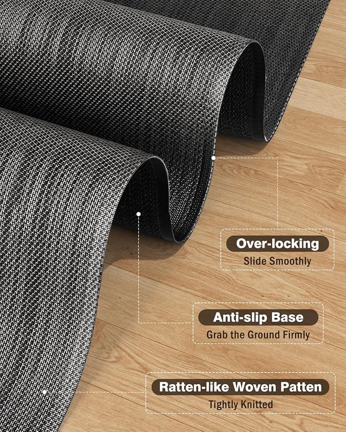 Blvornl Ultra Large Office Chair Mat for Hardwood Floor, Rolling Chair Mat for Hard Wood, Large Anti-Slip Hard Floor Protector, Heavy Duty Computer Desk Rug for Office and Home 47.2"*60" Black