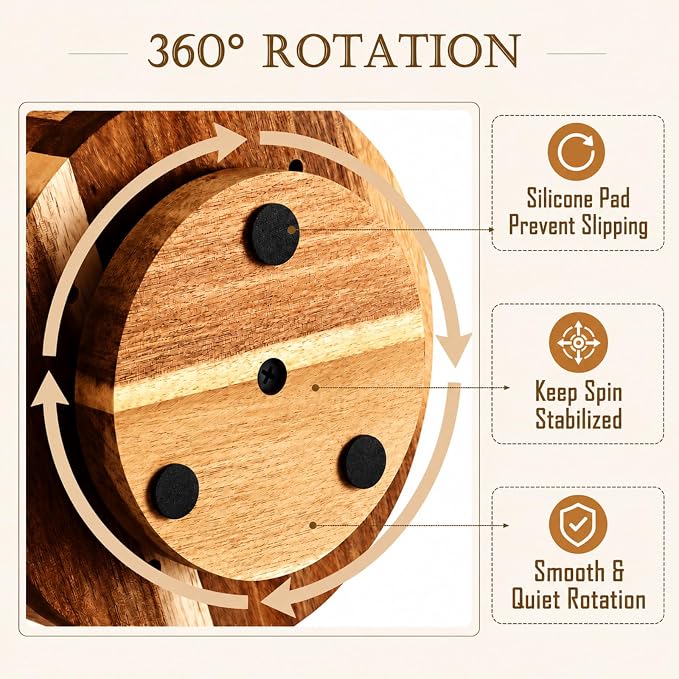 Fullhawl Wooden Rotating Pen Holder 360 Degree Spinning Desk Organizer with Removable Divider Large Pencil Cup for Pens Markers Scissors Art Supplies Office Study Home Desk Craft Room Storage