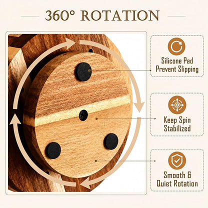 Fullhawl Wooden Rotating Pen Holder 360 Degree Spinning Desk Organizer with Removable Divider Large Pencil Cup for Pens Markers Scissors Art Supplies Office Study Home Desk Craft Room Storage
