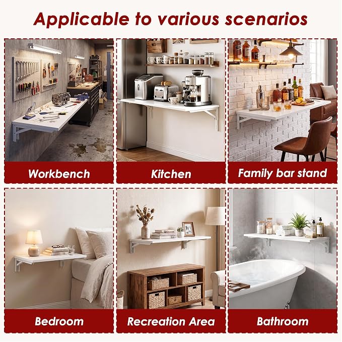 Need Small Fold Down Table Wall Mounted Heavy Duty Small Folding Wall Table Length 30 inches Width 20 inches Perfect Addition to Laundry Room/Home Bar/Kitchen & Dining Room AC15DW(7650)