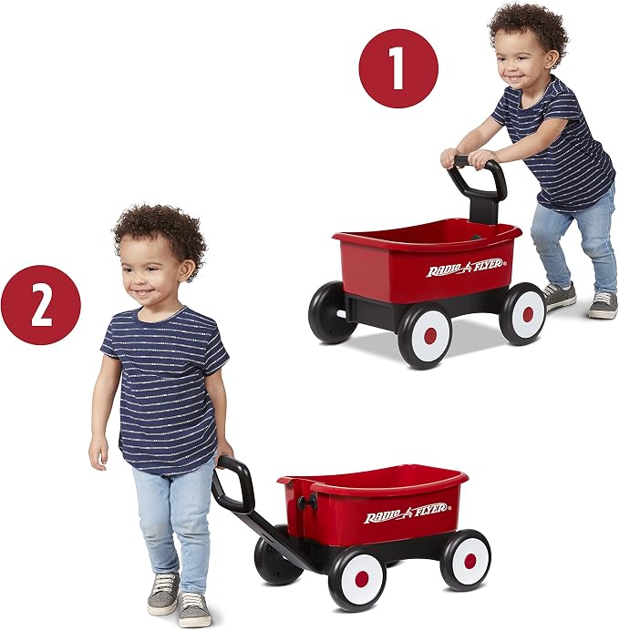 Radio Flyer Push & Pull Walker Wagon, Red, for Kids 1-4 Years Old, Locking Handle for Stability, Baby Push Walker Converts to Pull Wagon, for Indoor & Outdoor Play