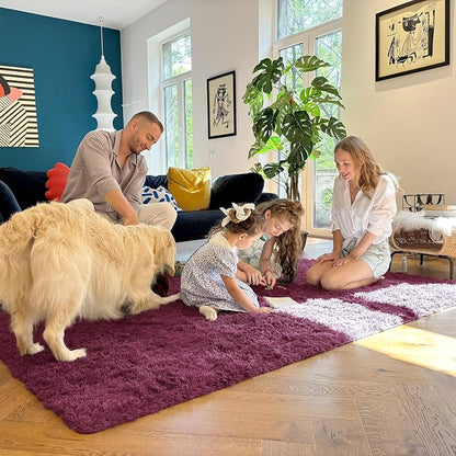 OLANLY 2x8 Machine Washable Runner Rugs for Hallway, Soft Fluffy Shaggy Bedside Rugs for Bedroom, Living Room, Indoor Floor Carpet for Kids Girls Boys, Nursery Rooms, Home Decor Aesthetic, Burgundy