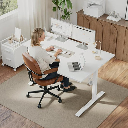 Klicelor L Shaped Standing Desk 59 x 35.4 Inch, Electric Height Adjustable Corner Desk for Home Office Workstation, Ergonomic Sit Stand Computer Table with Memory Controller, White