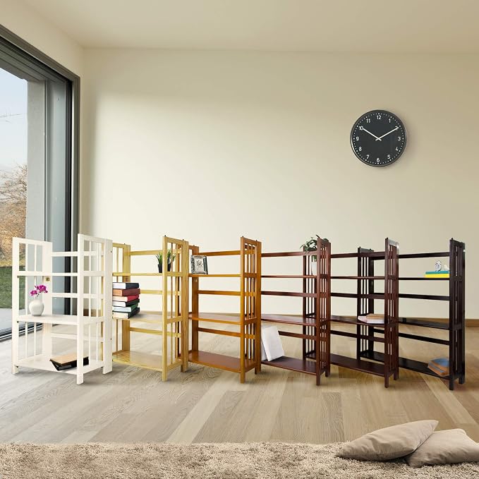 Casual Home 3 Shelf Folding Stackable Bookcase, 27.5" Wide, Espresso