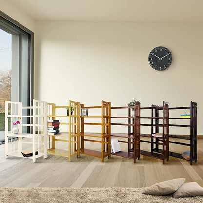 Casual Home 3-Shelf Folding Stackable Bookcase (27.5" Wide)-Walnut