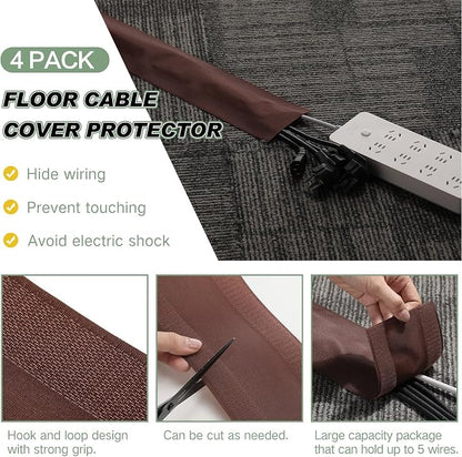 WILLBOND Carpet Cord Cover Cable Protector Floor Cover Cable Protector Management Only for Commercial Office Carpet(39.37 ft,Brown)