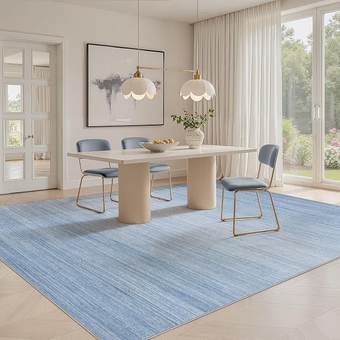 UERMEI 6x9 Washable Area Rug - Neutral Modern Abstract Living Room Rugs, Non-Slip Soft Large Indoor Floor Carpet for Bedroom Home Office & Under Dining Table Decor, Blue