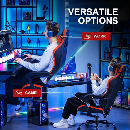 GTPLAYER Gaming Chair High Back Computer Chairs Rest for Adults, Ergonomic Height Adjustable Recliner Chair 300lbs with Linkage Armrest and Lumbar Support for Home Office, Red