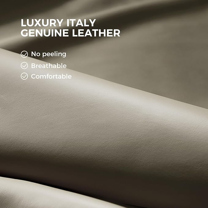TOMU Genuine Top Grain Leather Office Chair Cream, Ergonomic Executive Chair High Back for Long Hours,Big and Tall Luxury Office Chair with Wheels, Aluminum Base and Armrest (Cream)