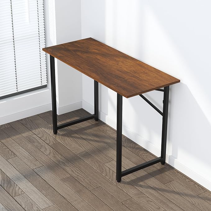 Lutown-Teen 47 inch Folding Desk No Assembly Required, Writing Gaming Computer Camping Table, Home Office Desk, Mahogany