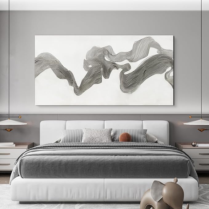 Abstract Wall Art Decor Large Modern Wall Art Decor Oversized Wall Art Pictures for Living Room Abstract Canvas Art Wall Decor Gray White Wall Art Prints Artwork for Walls Home Office Decor 29" X 58"