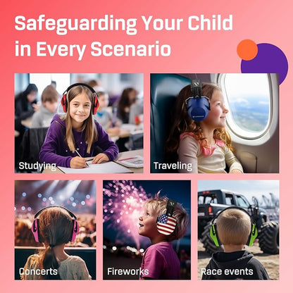 Vanderfields Hearing Protection Ear Muffs - Over 31 dB (2K Hz) Broad Noise Cancelling Sound Reduction Earmuffs for Kids 3-12