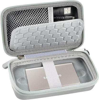 Case Compatible with Samsung T7/ T7 Touch Portable SSD 1TB 2TB 500GB USB 3.2 External Solid State Drive, Travel Carrying Storage Organizer Fits for USB Cables and More Accessories (Grey)