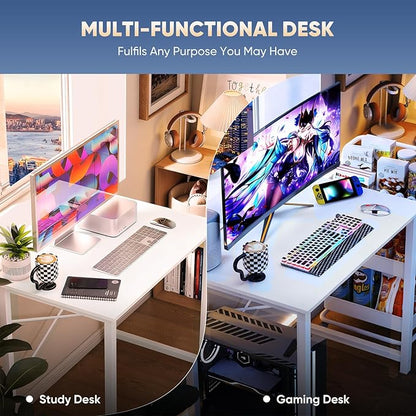 DUMOS 32 in Small Computer Desk for Home Office, Modern Study Work Table Simple Style for Bedroom, Writing Desks with X-Shaped Reinforcement, 2 Pack, White