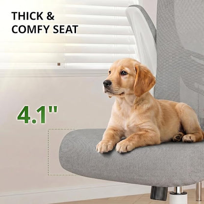 Office Chair, Ergonomic Breathable Mesh Chair,Flip-Up Arms and Adjustable High Back Lumbar Support,Comfy Computer Chair for Home Office (Grey, 407)