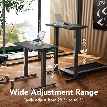 HUANUO Electric Standing Desk,55" x 28" Height Adjustable Desk, 4 Memory Height Settings, Sit to Stand Up Desk for Home Office, with Headphone Hook, Cable Manager, Grey
