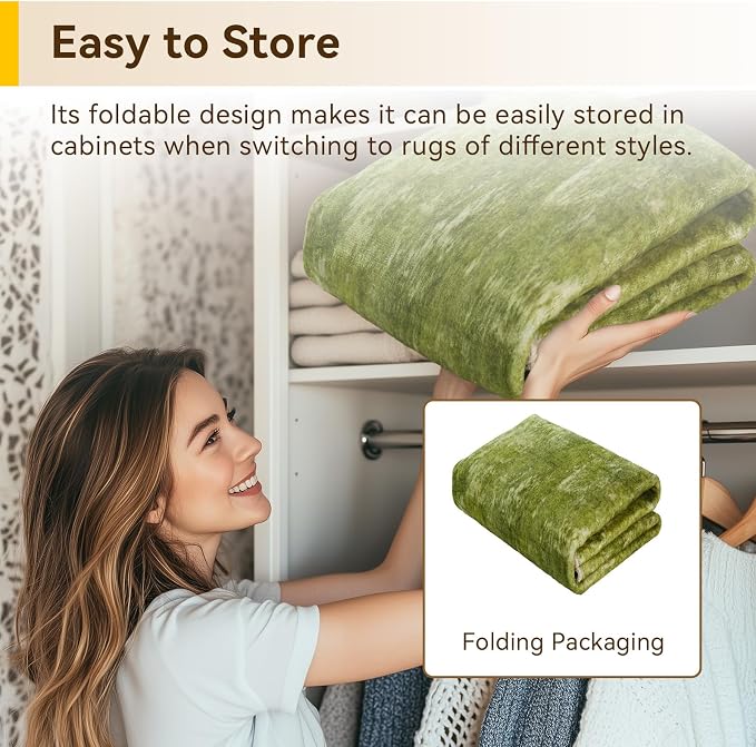 RELEANY Washable Area Rugs 8'x10' Non-Slip Modern Abstract Soft for Living Room Entryway Bedroom Kitchen, Print Pattern, Grass Green