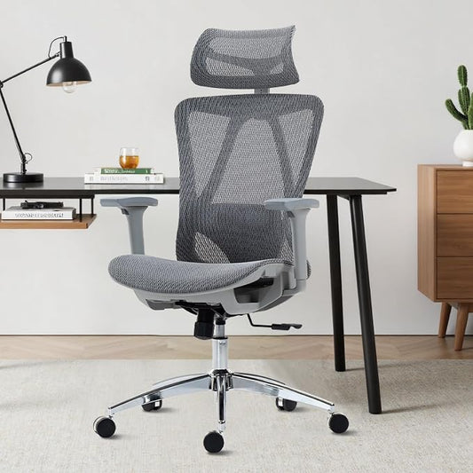 Ergonomic Mesh Office Chair, 3D Adjustable Armrests Desk Chair with 360° Swivel Silent Casters, 90°-120° Reclining Backrest Adjustable Gaming Chair for Home Office