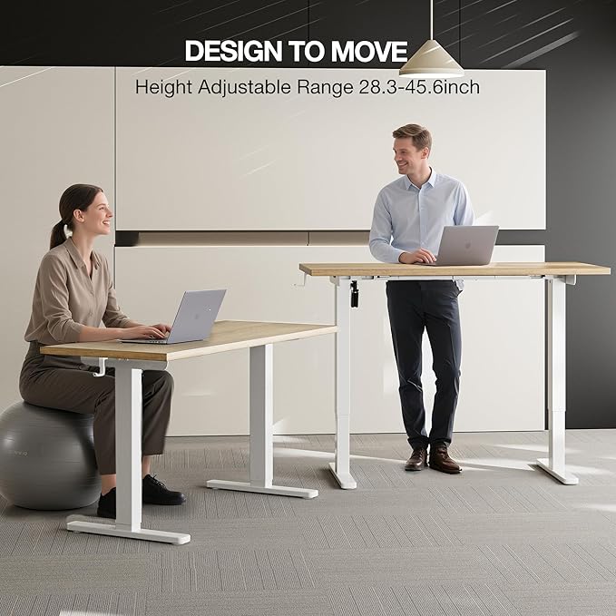 Acrolix Electric Standing Desk, Height Adjustable Home Office Desk with Memory Presets & Cable Management,Oak Sit Stand Desk for Work from Home, Ergonomic Computer Desk (63" x 24")