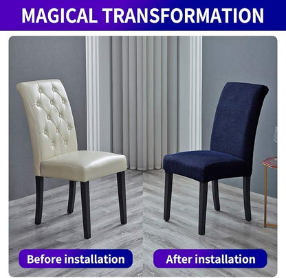 Stretch Chair Covers for Dining Room Set of 4, Removable Washable Dining Room Chair Covers, Dining Chair Slipcovers Seat Protector, Great Home Decor and Banquet Upholstery (Navy, 4 Pack)