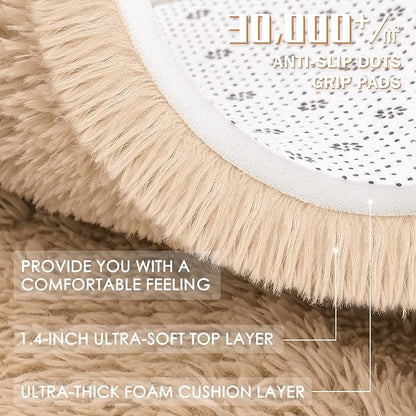 OLANLY Area Rugs for Living Room Bedroom, Machine Washable 4x5.9 ft Soft Fluffy Shaggy Bedside Rug, Indoor Floor Carpet for Kids Girls and Boys, Dorms, Nursery Rooms, Home Decor Aesthetic, Beige