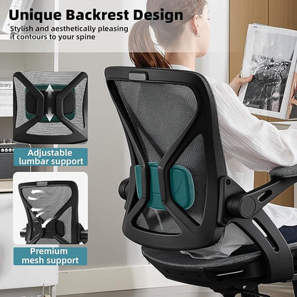 Ergonomic Office Chair, Comfy Computer Desk Chair with Adjustable Lumbar Support,Tilt Function, Comfy Wide Seat, Swivel Executive Computer Desk Chairs for Company and Home