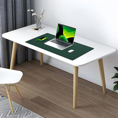 AFIING Cork Desk Mat, Dark Green, 23.6" x 13.7", Desk Pad Protector | Dual-Sided & PU Leather, Waterproof, Non-Slip for Mouse Pad, Writing, Home Office& Laptop