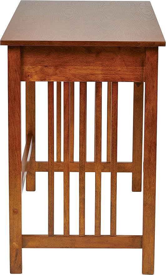 OSP Home Furnishings Sierra Writing Desk with Pull-Out Drawer and Mission Style Side Panels, Ash Brown