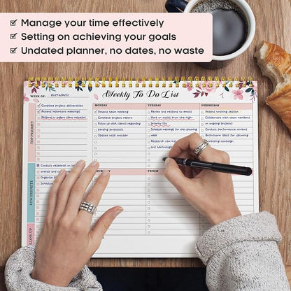 Taja 6 Pack of Weekly To Do List Notepad with 52 Undated Sheets（8.5"×11"）- Weekly Desk Planner for Women & Man, Work and Home - 6 Pack Multi