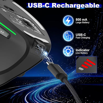 TRELC Gaming Mouse with 5 D Rocker, Vertical Ergonomic Mouse with 11 Programmable Buttons, 24000 DPI, On-Board Memory, Optical Computer Mice for PC/Laptop/E-Sports/Gamer (Wireless)