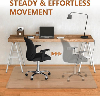 Office Chair Mat, 46"x 60" Vinyl Desk Chair Mat Clear Floor Protector Mat for Hardwood Floor/Rolling Chair Office & Home, Easy Glide and Flat Without Curling