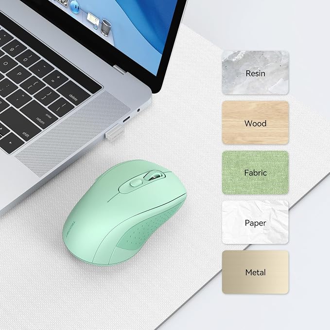 TECKNET Bluetooth Mouse (BT 5.0/3.0+2.4Ghz), 6-Level 4000 DPI Wireless Mice for Laptop, 2-in-1 Ergonomic Computer Portable PC Mouse, Silent Mouse with USB Receiver for Windows/Mac/PC/Notebook-Green