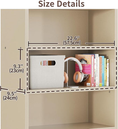 ALISENED 5-Tier Bookcase, Open Bookshelves and Bookcases with Storage Shelves, Floor Standing Unit, Display Storage Shelves for Bedroom Library Living Room Home Office, Khaki