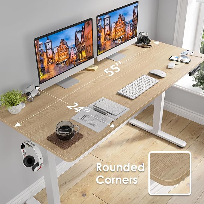STARY Electric Standing Desk Adjustable Height Sit Stand Home Office Desk with Splice Board