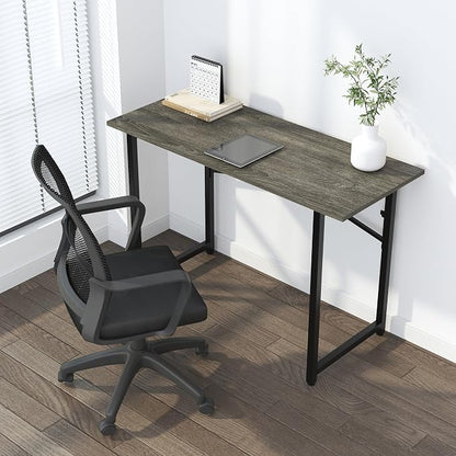 Lutown-Teen 47 inch Folding Desk, Writing Gaming Computer Camping Table, No Assembly Required Home Office Desk, Black Oak