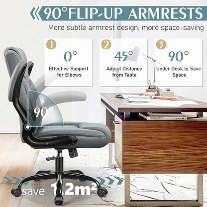 Leather Office Chair, PU Home Computer Desk Chairs with Ergonomic Back Support, 360°Swivel Free，Small Gaming Chair with Wheels and Adjustable Armrests, for Short People Use