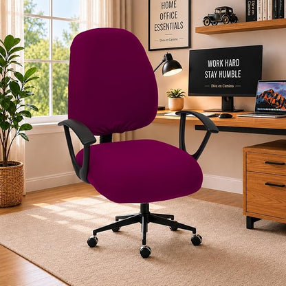 DIVA EN CAMINO DEC Stretchable Desk Office Chair Seat Covers - Universal Stretch Computer Chair Slipcover - Washable Rotating Backrest Coverings & Cushion Protectors for Dogs, Cats, Pets、